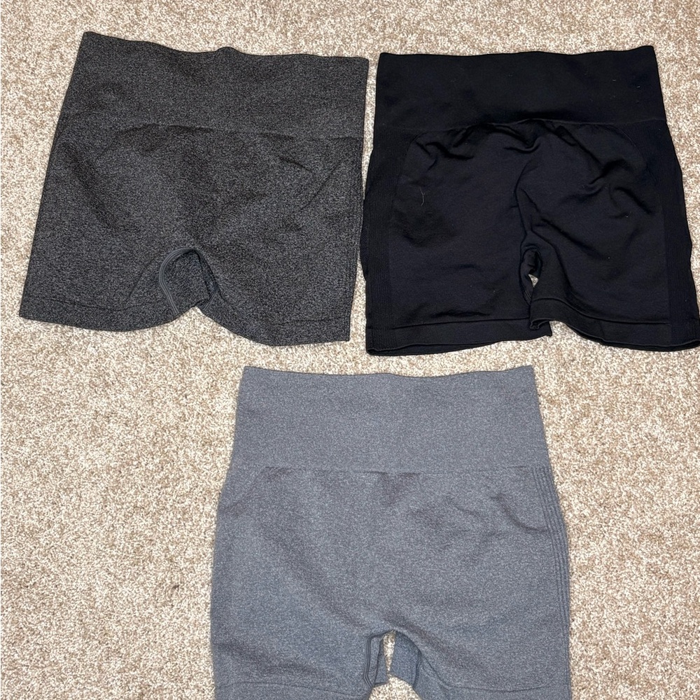 Set of Three Gym Shorts - Black and Gray